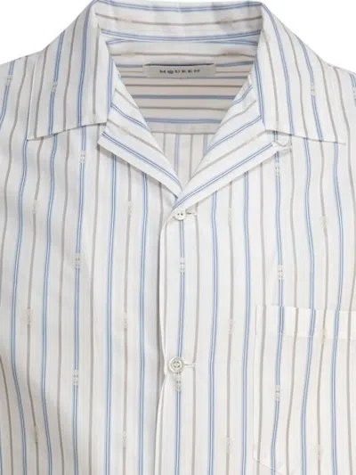 Alexander Mcqueen Short-sleeve Striped Shirt With Camp Collar