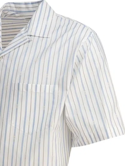 Alexander Mcqueen Short-sleeve Striped Shirt With Camp Collar