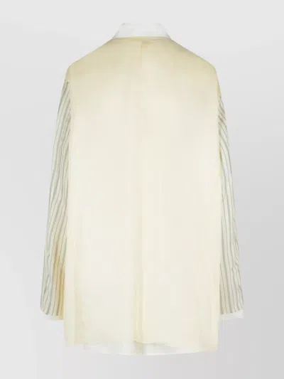 Maison Margiela Striped Sleeve Jacket Front Pockets In Beige