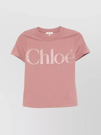 Chloé Cotton Crew-neck T-shirt In Purple