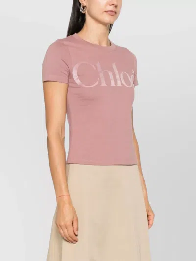 Chloé Cotton Crew-neck T-shirt In Purple