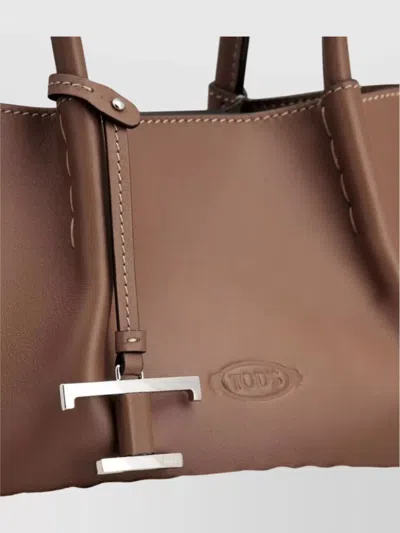 Tod's Chocolate Brown Raffia Shopping Bag