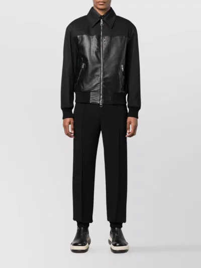 Alexander Mcqueen Zipped Bomber Jacket With Panels In Black