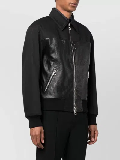 Alexander Mcqueen Zipped Bomber Jacket With Panels In Black