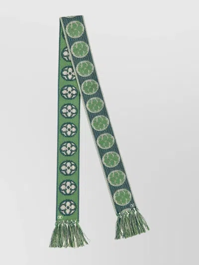 Valentino 'antibes' Scarf With Fringe Detailing And Geometric Pattern