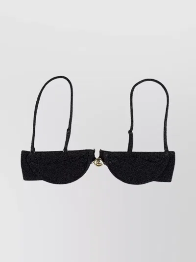 Reina Olga Glitter Finish Underwire Demi Cup Bikini Top In Black