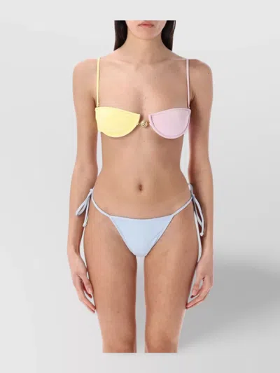 Reina Olga Adjustable Straps Color-block Tie-side Bikini In Multicolor