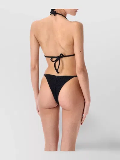 Reina Olga Gold Halter Neck Triangle Top In Black