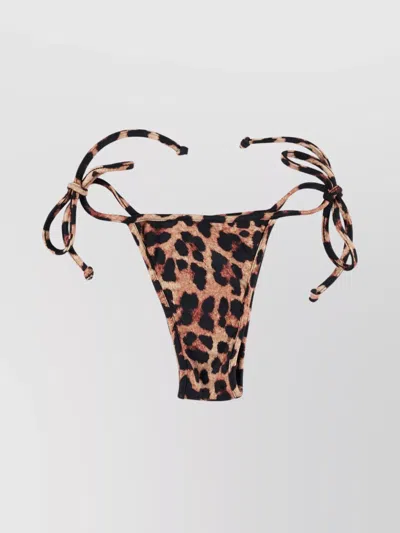Reina Olga Skimpy Leopard Print Bikini Bottom In Brown