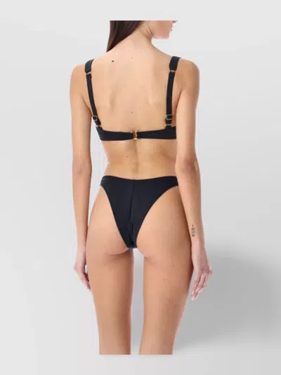 Reina Olga Brigitte Mid Rise Bikini Bottom With Adjustable Straps In Blue