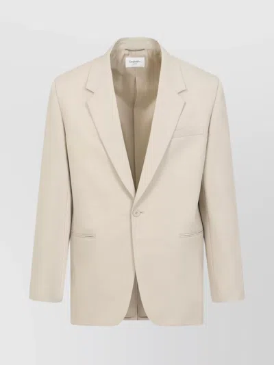 Saint Laurent Light Beige Single-breasted Wool Jacket In Neutral