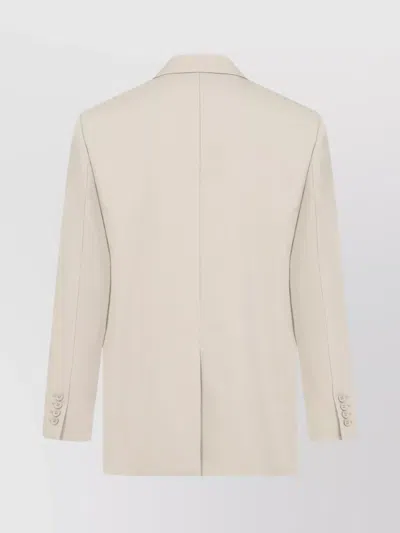 Saint Laurent Light Beige Single-breasted Wool Jacket In Neutral