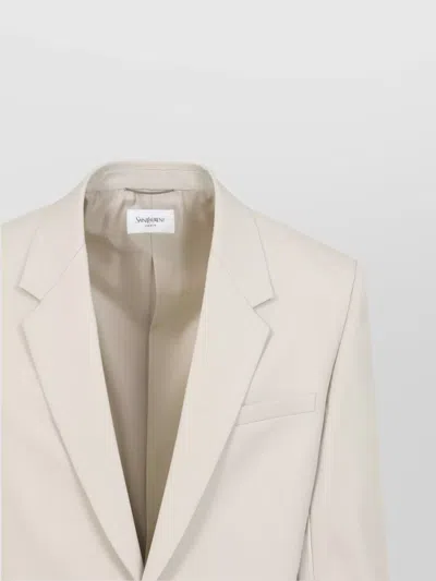Saint Laurent Light Beige Single-breasted Wool Jacket In Neutral