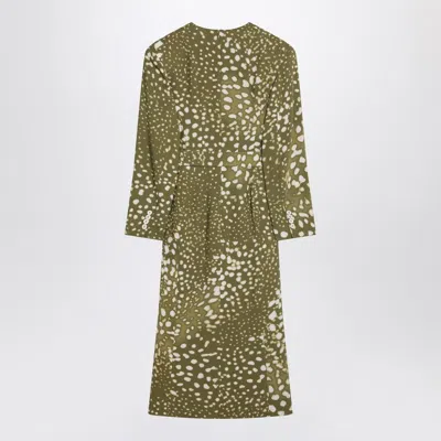 Dries Van Noten Dress With Belt And Khaki Green Print