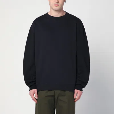 Dries Van Noten Navy Blue Sweatshirt With Zip Detail