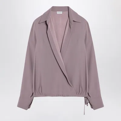 Dries Van Noten Pink Viscose Blend Drawstring Shirt In Neutral