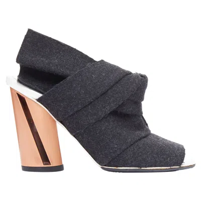 Proenza Schouler Wool Felt Bow Metallic Heel Mules In Grey