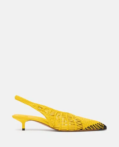 Jacquemus Woven Slingback Shoes With Pointed Toe In Yellow