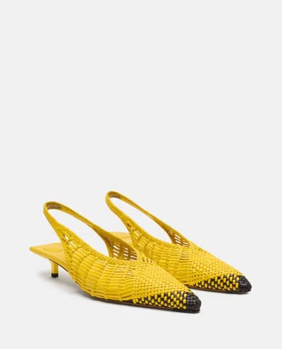 Jacquemus Woven Slingback Shoes With Pointed Toe In Yellow