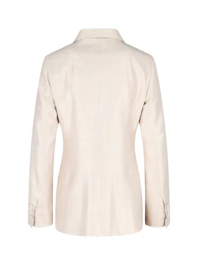 Kiton Double-breasted Jacket With Notch Lapels And Back Vent In Beige