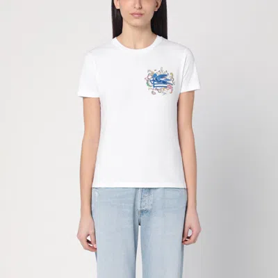Etro White T-shirt With Logo Embroidery