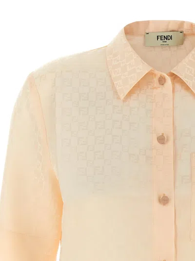 Fendi Embroidered Silk Shirt In Pink
