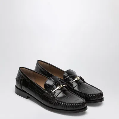 Ferragamo Dark Brown Moccasin New Vara Chain
