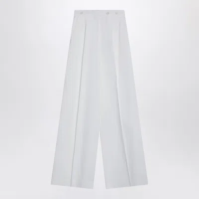 Givenchy Womens White Pleated Two-slip-pockets Wide-leg High-rise Cotton Trousers