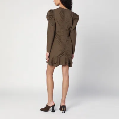 Isabel Marant Étoile Briali Mini Dress With Green Khaki Zip In Brown