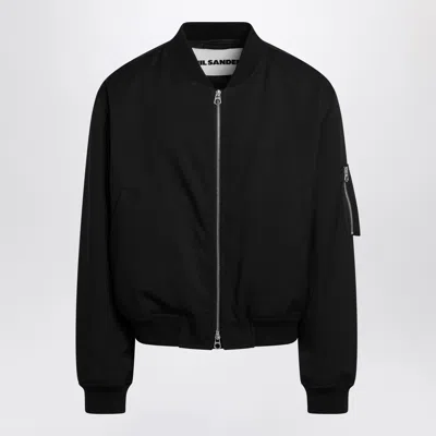 Jil Sander Black Zipped Bomber Jacket