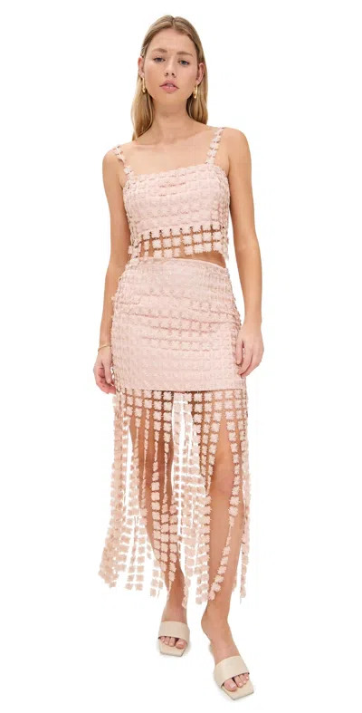 Saylor Elie Fringe Skirt Set Rose Gold In Rose Gold