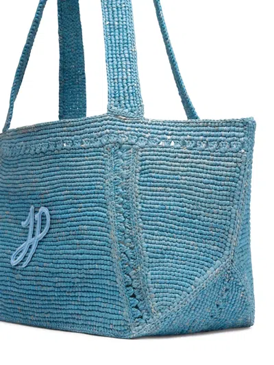 Patou Large Jp Monogram Trapeze-design Tote Bag In Blue