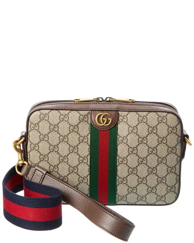 Gucci Men Gg Supreme Fabric And Leather Small Ophidia Gg Crossbody Bag In Multi