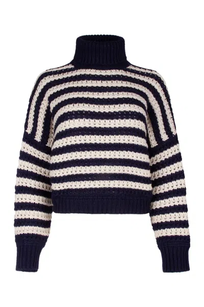 Brunello Cucinelli Striped Sweater In Wool And Cashmere In Multicolor
