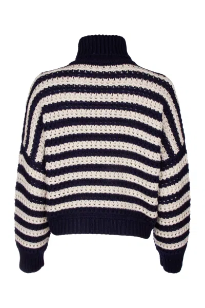 Brunello Cucinelli Striped Sweater In Wool And Cashmere In Multicolor