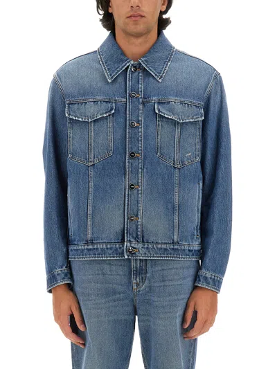 Fendi Buttoned Cotton Denim Jacket In Blue