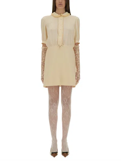 Valentino Crepe Couture Short Dress In Neutral