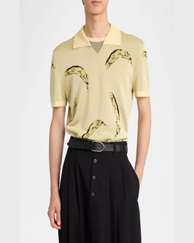 Jacquemus Crew Neck Graphic Print Polo Shirt In Yellow
