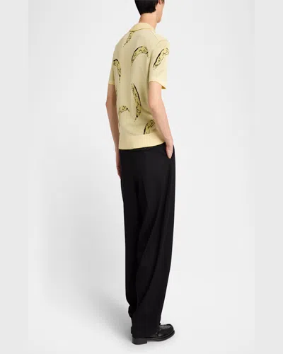 Jacquemus Crew Neck Graphic Print Polo Shirt In Yellow