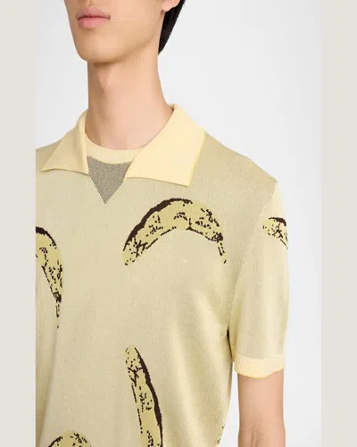 Jacquemus Crew Neck Graphic Print Polo Shirt In Yellow
