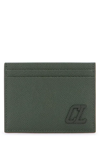Christian Louboutin Groovy Textured Finish Wallets & Cardholders In Green