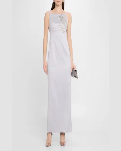 Sachin & Babi Pryce Embellished Mikado Column Gown In Silver