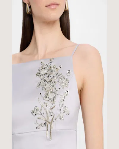 Sachin & Babi Pryce Embellished Mikado Column Gown In Silver