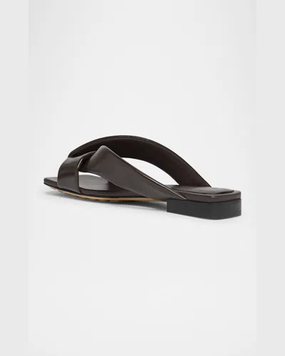 Bottega Veneta Riva Criss Cross Leather Flat Sandals In Fondant