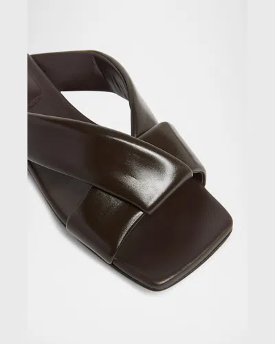 Bottega Veneta Riva Criss Cross Leather Flat Sandals In Fondant