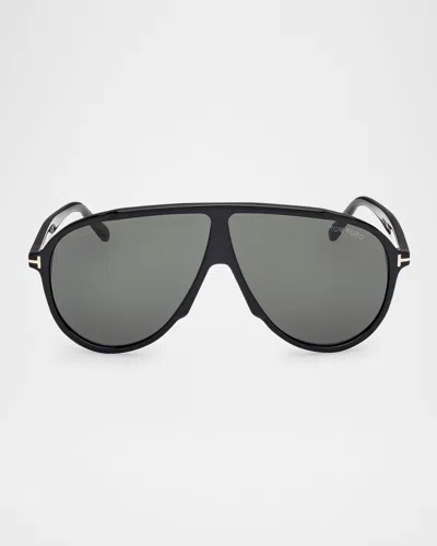 Tom Ford Vladamir Pilot Sunglasses, 65mm In Black/green