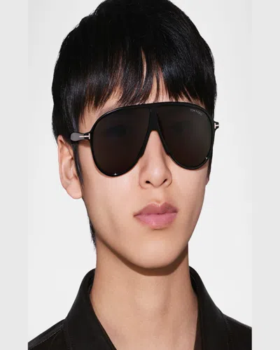 Tom Ford Vladamir Pilot Sunglasses, 65mm In Black/green