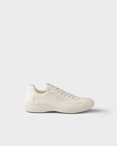 Prada America's Cup Nappa Leather Sneakers In White
