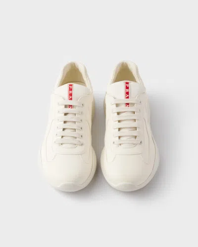 Prada America's Cup Nappa Leather Sneakers In White