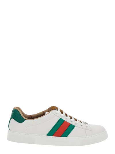 Gucci Ace Leather Low-top Sneakers In White